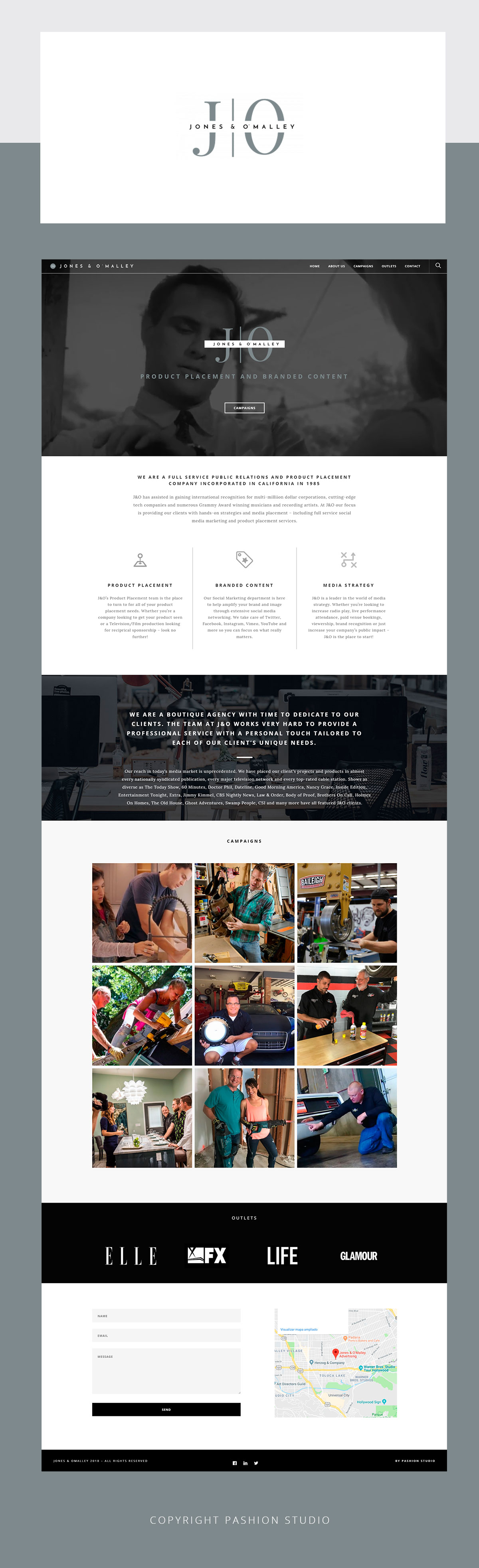 Web design development for Los Angeles PR and product placement studio