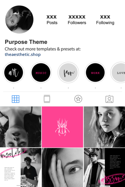 Black and pink Instagram highlight covers