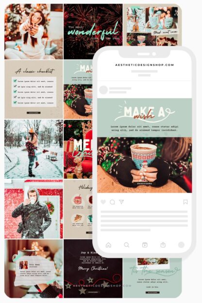minty cocoa christmas instagram canva