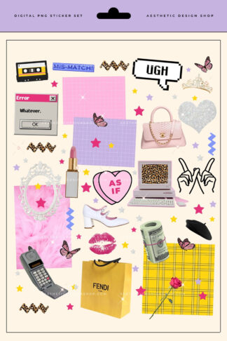 clueless-aesthetic-png-sticker-set