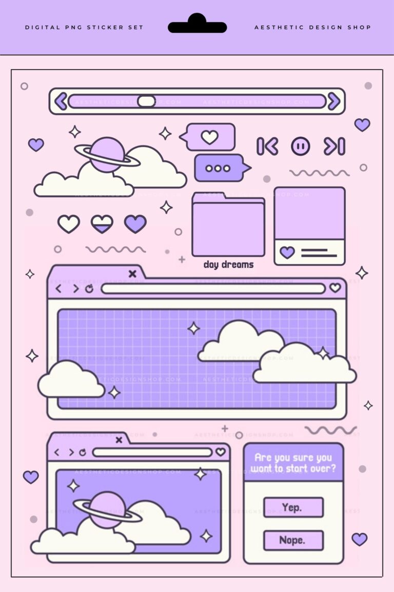 Kawaii vaporwave aesthetic sticker set ⋆ The Aesthetic Shop