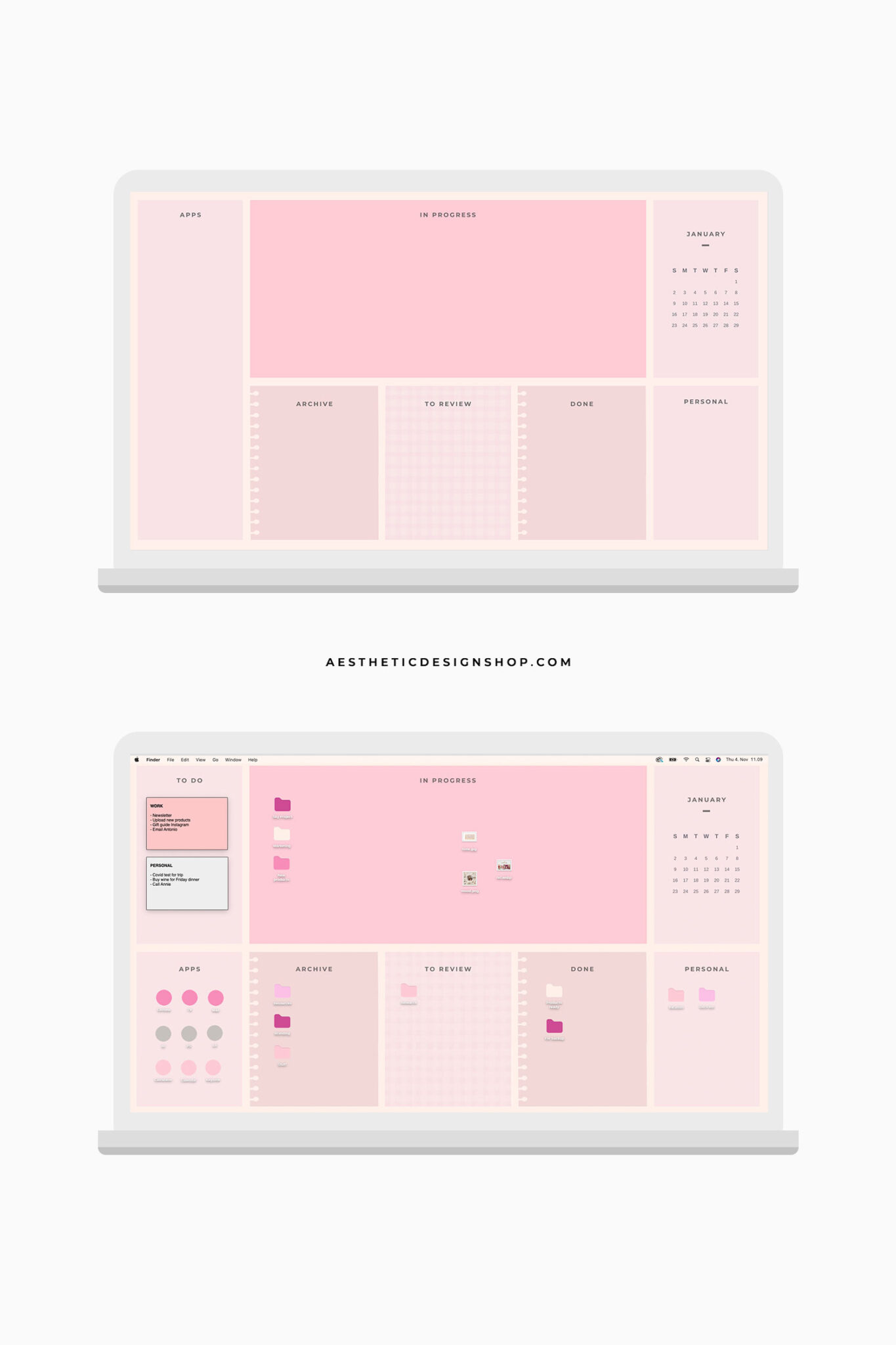 Pink Desktop Aesthetic Set - 24 Icons + Desktop organizer Wallpaper ⋆ The Aesthetic Shop