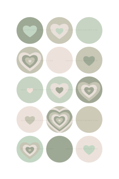 Sage Green hearts instagram highligh covers