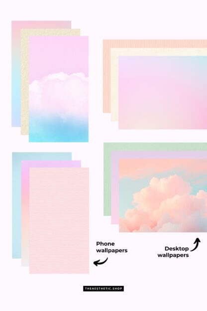 Pastel Aesthetic Tech Customization kit: 180 Phone + desktop icons, widgets & backgrounds