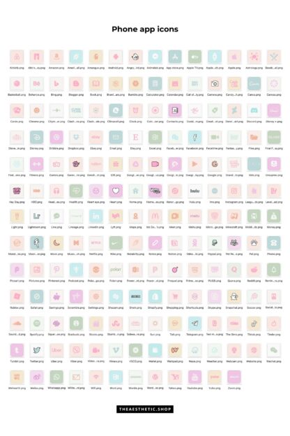 Pastel Aesthetic Tech Customization kit: 180 Phone + desktop icons, widgets & backgrounds