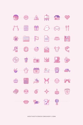 Pink Pixel Kawaii Kit - Tech Aesthetic: 112 app icons + wallpapers and ...