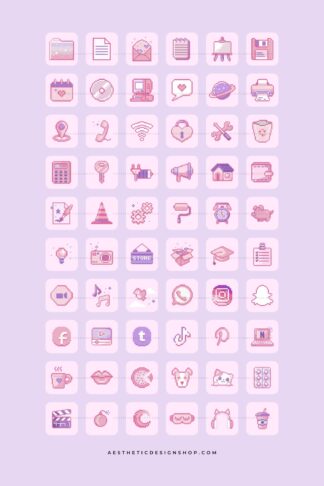 Pink Pixel Kawaii Kit - Tech Aesthetic: 112 app icons + wallpapers and ...