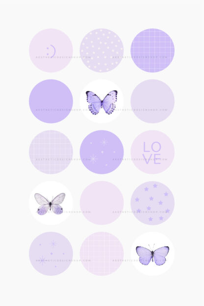 Lilac butterfly aesthetic Instagram highlight covers
