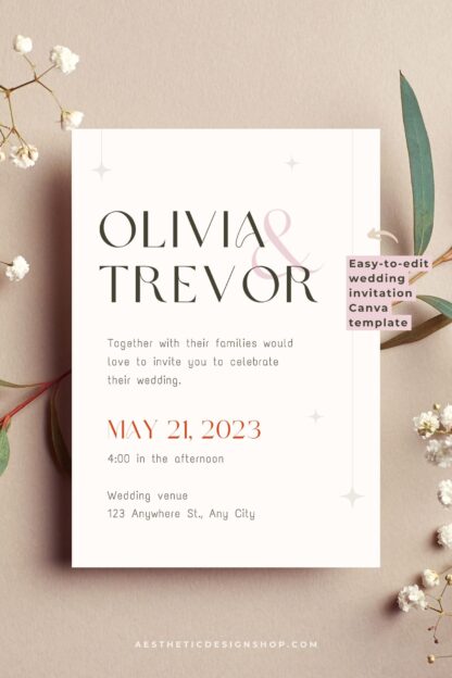Pink + Persimmon Wedding Canva templates - Wedding invitation, Save the Date, Menu, Mood board and more4
