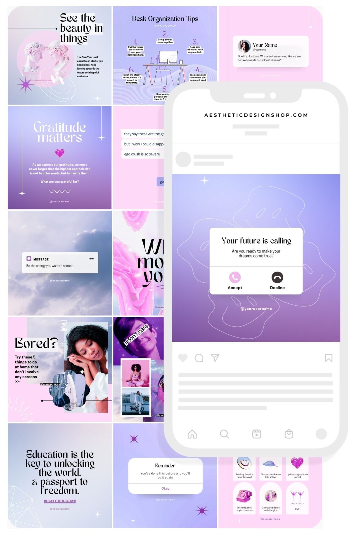 Cyber purple aesthetic 2023 calendar Canva templates ⋆ The Aesthetic Shop