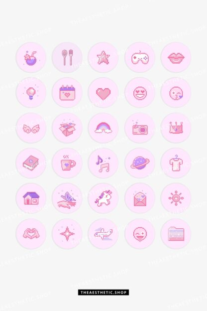 Pink pixel Kawaii aesthetic Instagram highlight covers