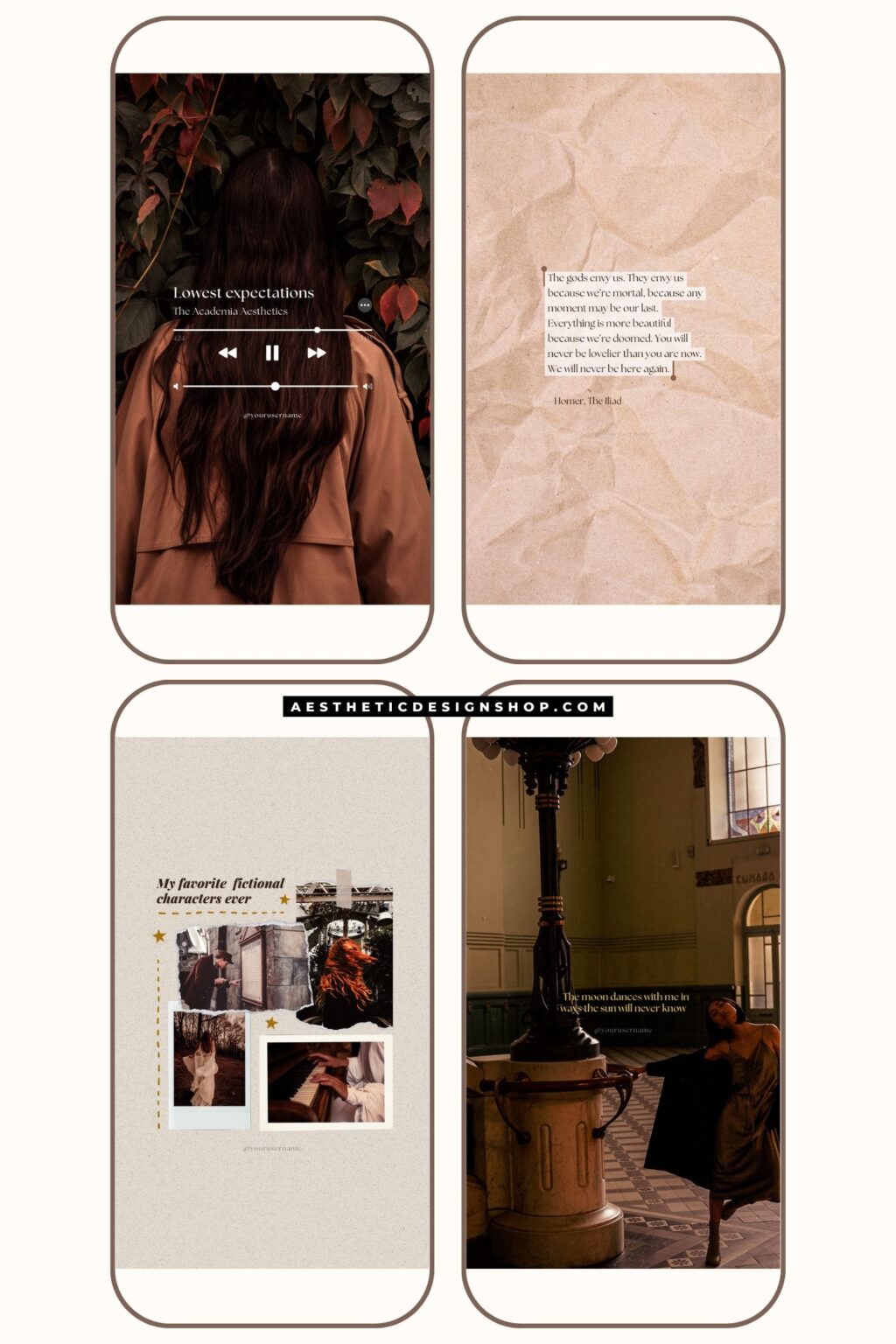 30 Easy-to-Edit Dark Academia Aesthetic Social Media Canva Templates ...