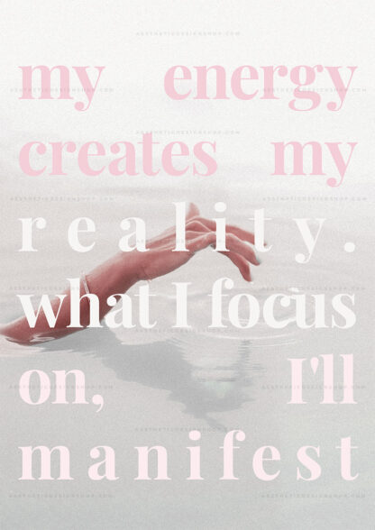 "What I focus on I'll manifest" pink aesthetic image for wall collage and creative projects