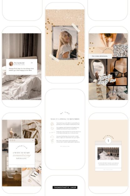 30 Easy-to-Edit Vanilla Girl Aesthetic Social Media Canva Templates - to use on Stories, Reels or feed