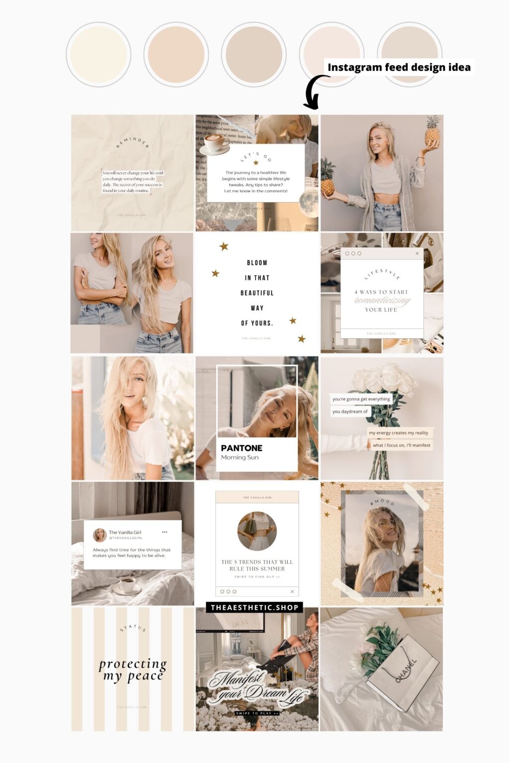 30 Easy-to-Edit Vanilla Girl Aesthetic Social Media Canva Templates ...