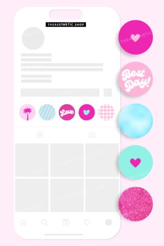 Barbiecore aesthetic Instagram highlight covers ready to use - includes editable Canva templates