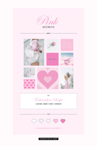 Pink Aesthetic Canva editable brand board - Includes logo, color palette, aesthetic, fonts & more