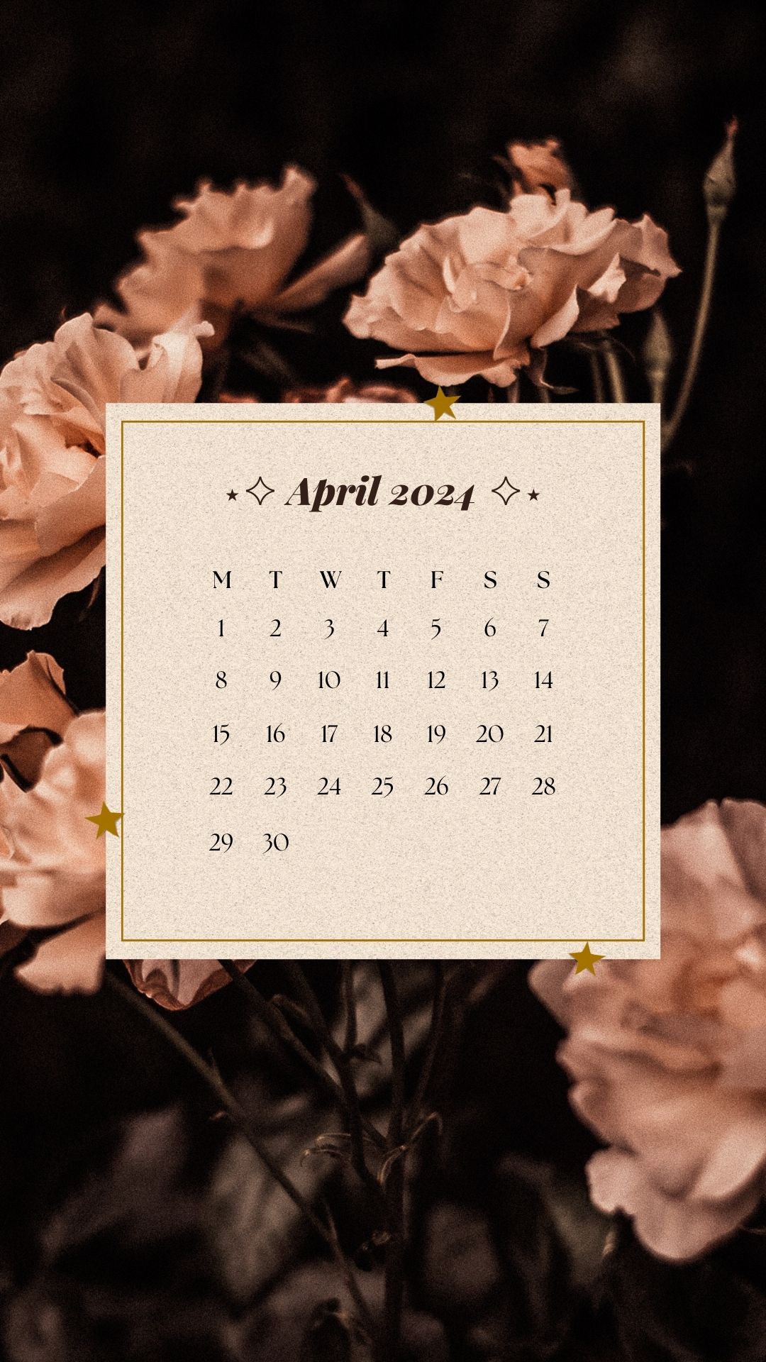 april 2024 dark academia aesthetic phone background wallpaper calendar