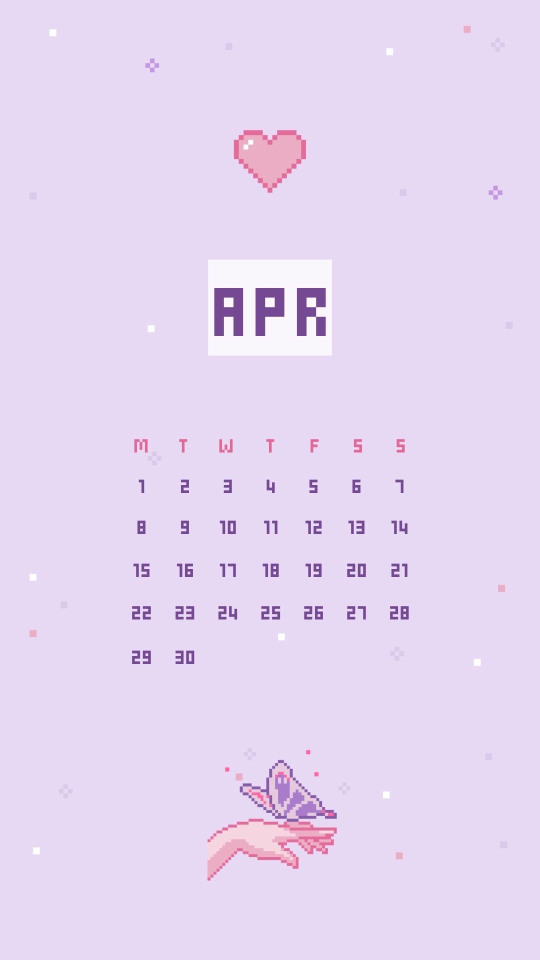 april 2024 kawaii aesthetic phone background wallpaper calendar