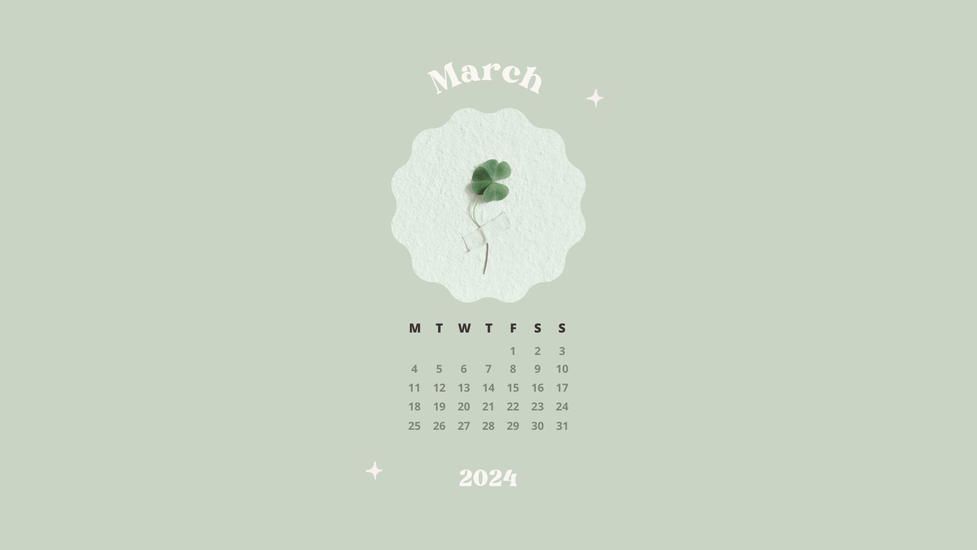 march 2024 sage green aesthetic desktop background wallpaper calendar