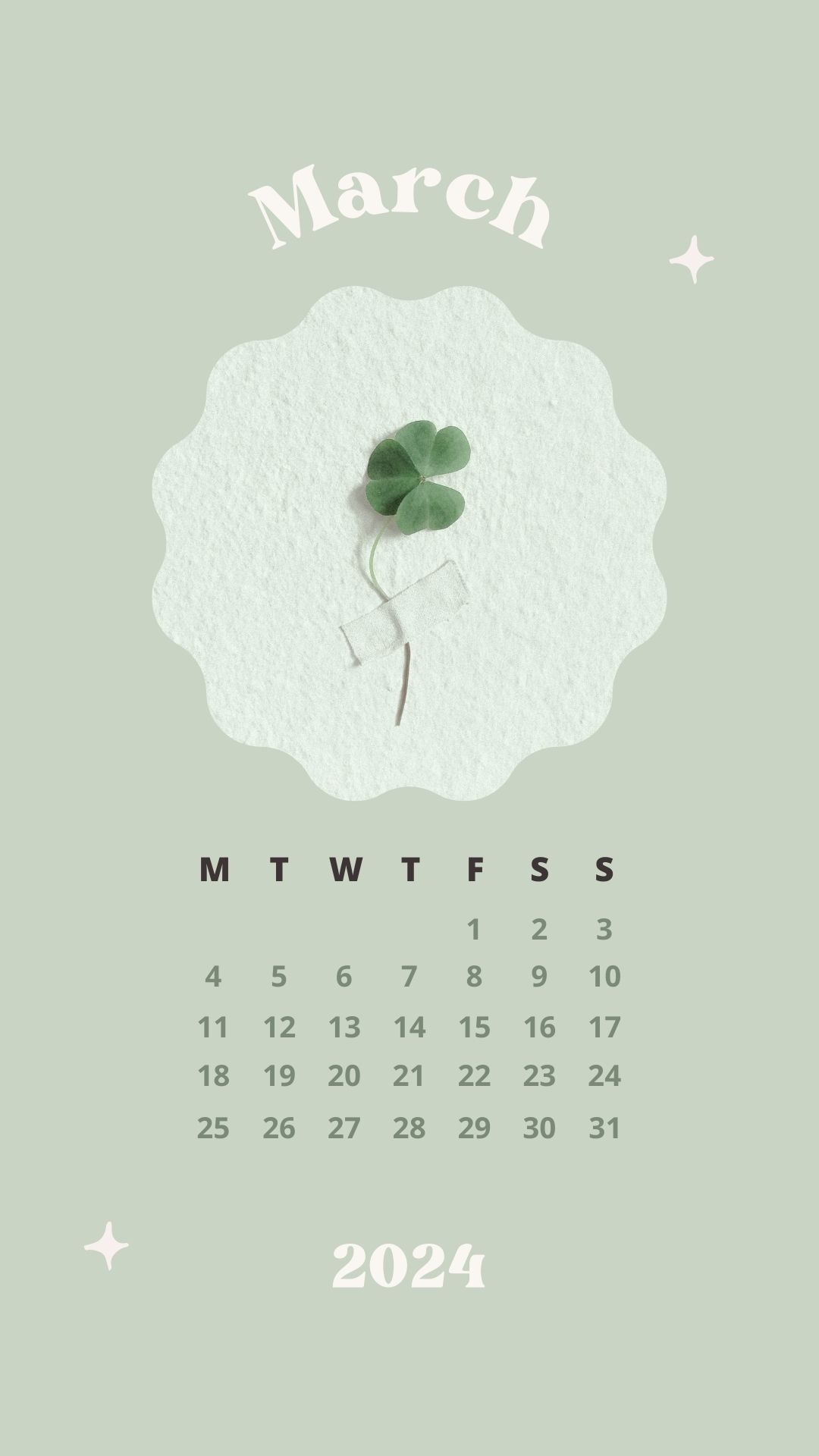 march 2024 sage green aesthetic phone background wallpaper calendar