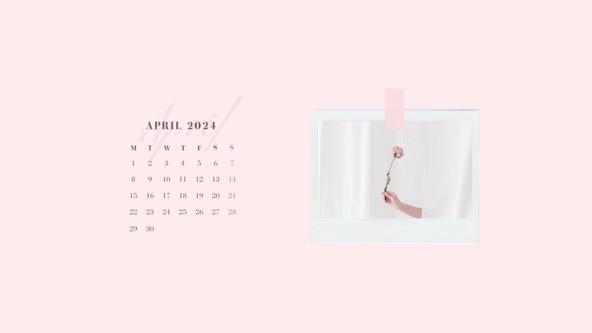april 2024 that girl aesthetic desktop background wallpaper calendar