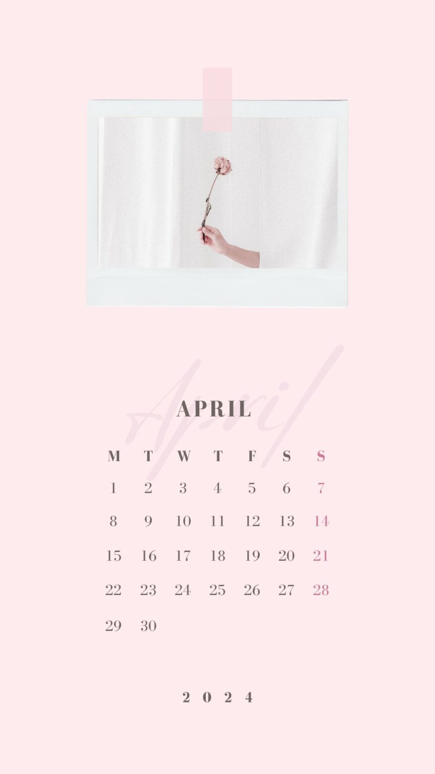 April 2024 free aesthetic calendar wallpaper / lock screen backgrounds ...