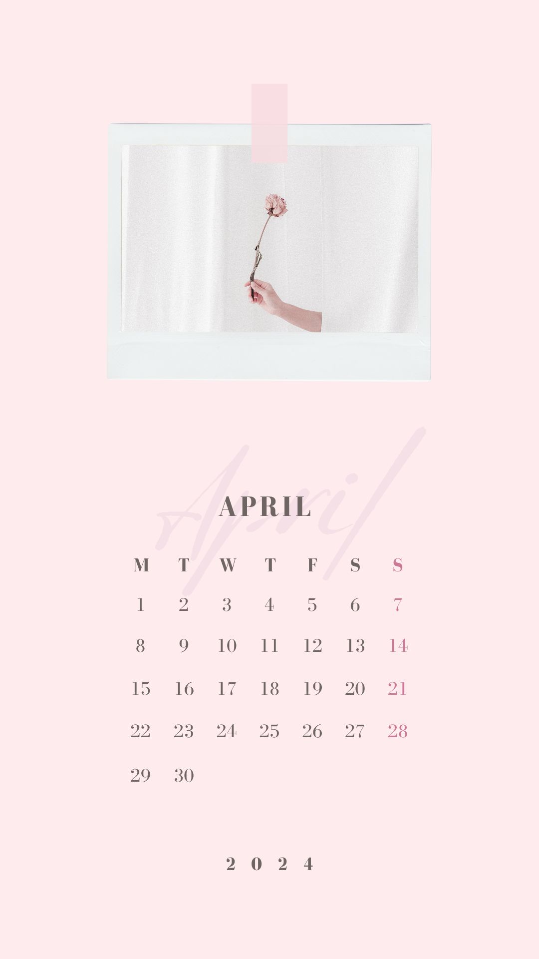 april 2024 that girl aesthetic phone background wallpaper calendar
