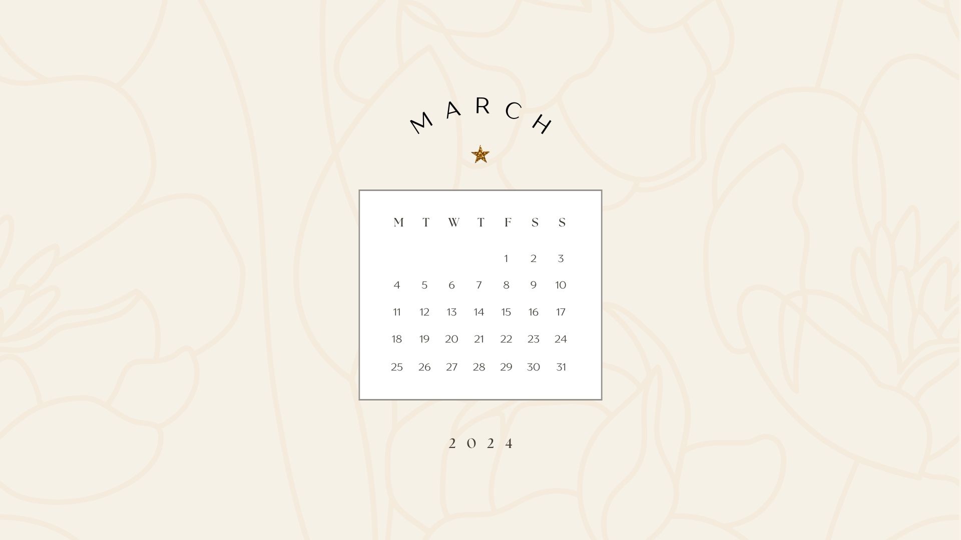 march 2024 vanilla girl aesthetic desktop background wallpaper calendar