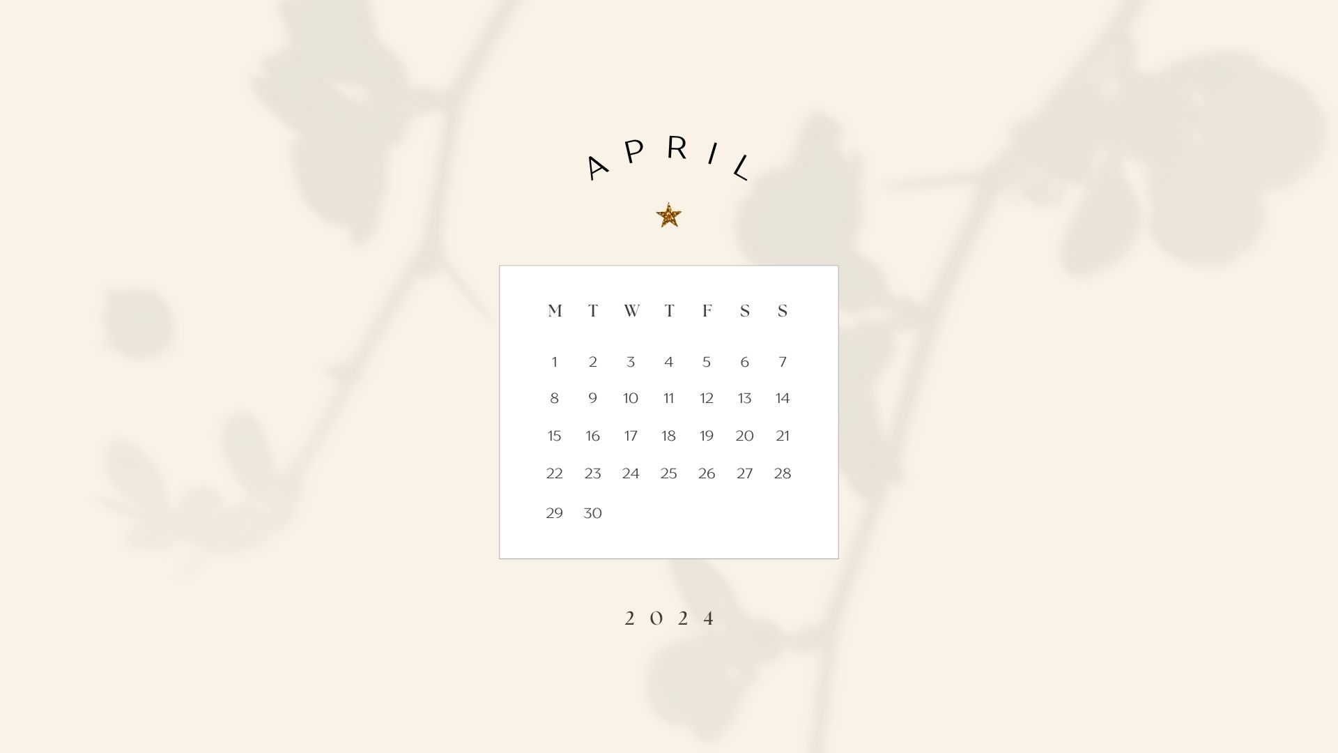 april 2024 vanilla girl aesthetic desktop background wallpaper calendar