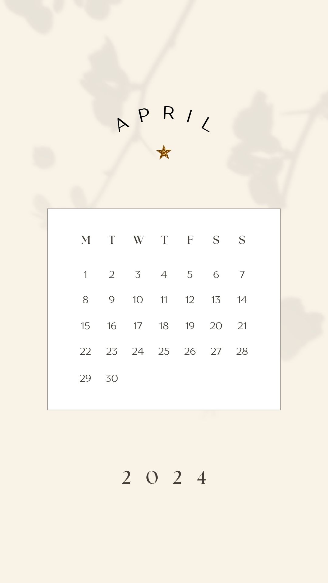 april 2024 vanilla girl aesthetic phone background wallpaper calendar