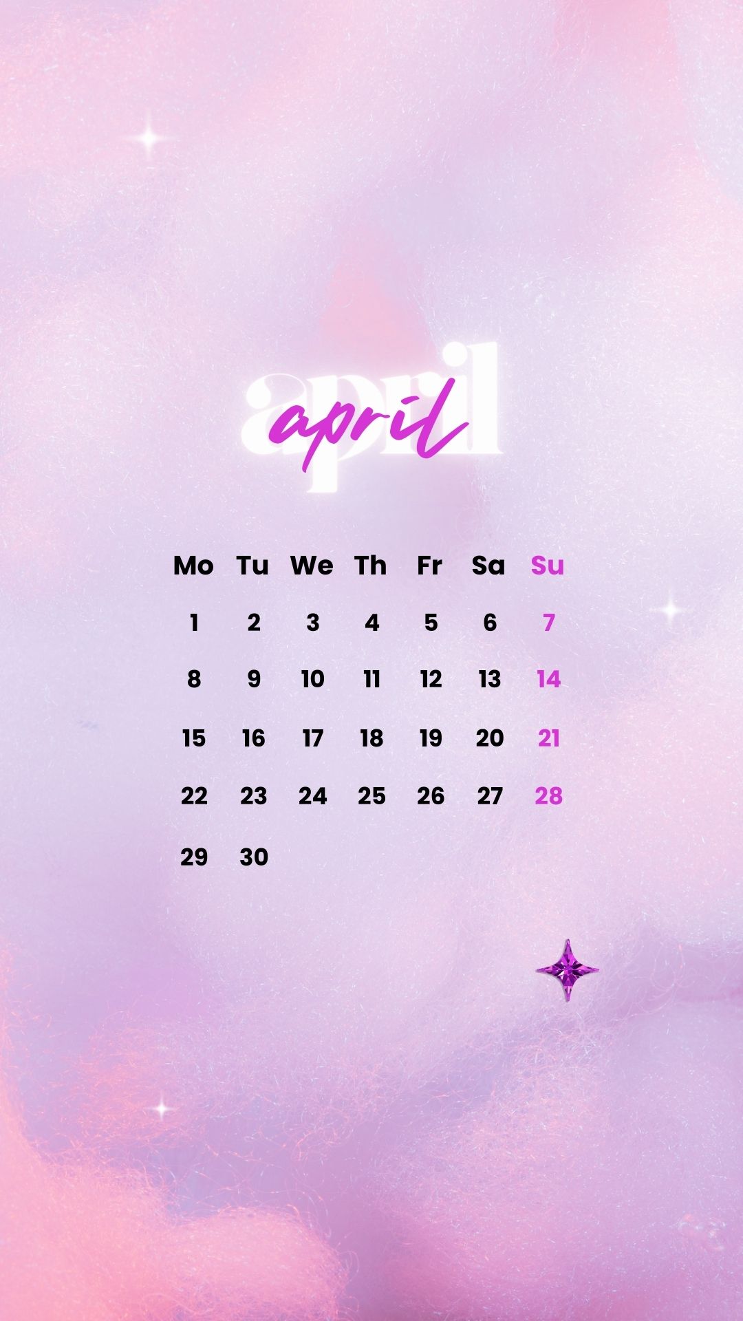 april 2024 y2k aesthetic phone background wallpaper calendar