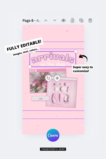 30 Easy-to-Edit Kawaii Aesthetic Social Media Canva Templates - to use on Stories, Reels or feed - Image 3