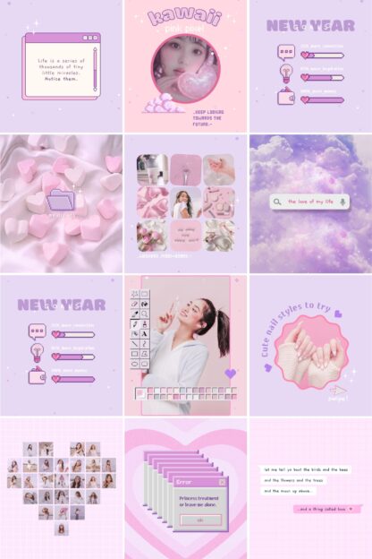 30 Easy-to-Edit Kawaii Aesthetic Social Media Canva Templates - to use on Stories, Reels or feed - Image 4