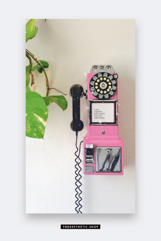 Retro pink phone quote aesthetic Canva template