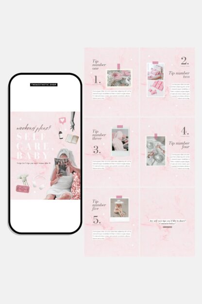 That Girl Aesthetic Instagram Carousel Template – Trendy Cutout Style